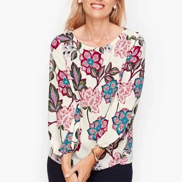 New! Talbots POET SLEEVE TOP - FLORAL SZ XS NWT - Picture 1 of 10